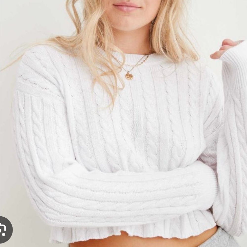 Aerie Cable Knit Cropped Sweater